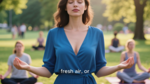 “Stress relief meditation for belly fat loss.”